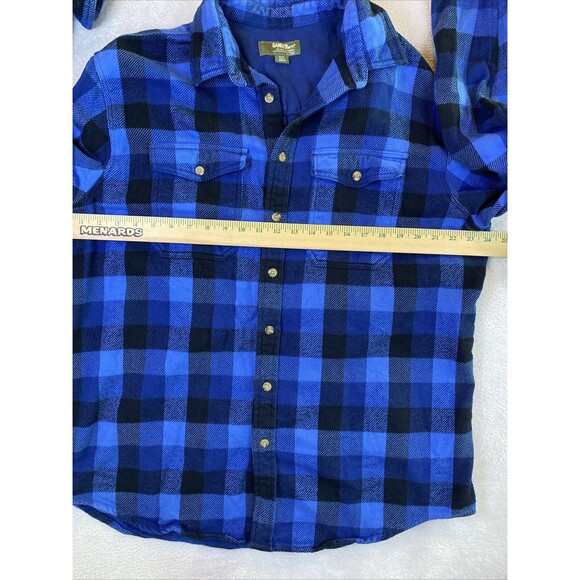 Gander Mountain Heavyweight Flannel Shirt Men's XLT Blue Plaid Cotton Shacket - Picture 5 of 9